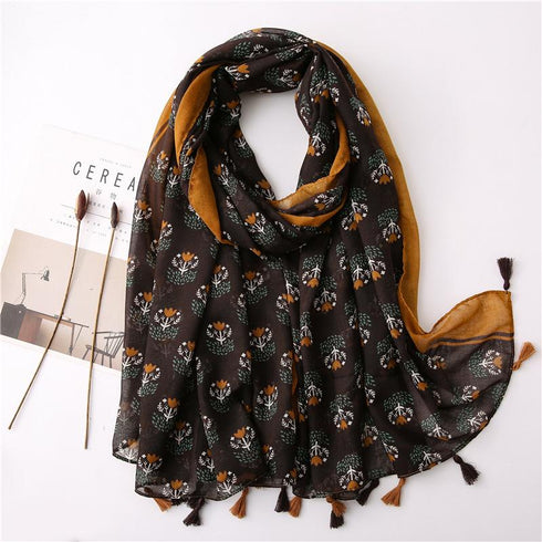 Small Fresh Cotton and Hemp Scarf Bohemian Printed Scarf